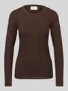 Weekend Max Mara Regular Fit Langarmshirt aus Viskose-Mix Modell 'MULTIE' Dunkelbraun