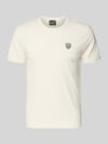 EA7 Emporio Armani T-Shirt aus Viskose-Mix mit Label-Patch Offwhite