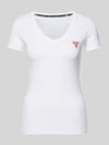 GUESS T-Shirt mit V-Ausschnitt Weiss
