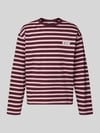 REVIEW Gestreiftes Langarmshirt mit Logoprint vorne und hinten Bordeaux
