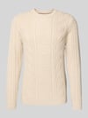JACK & JONES Premium Gebreide pullover met ribboorden, model 'BLUSEAN' Offwhite gemêleerd