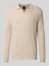 bugatti Regular Fit Strickpullover mit Polokragen aus Woll-Mix Sand
