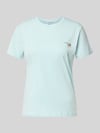 Jake*s Casual T-Shirt mit Motiv-Stitching Aqua