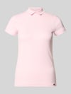 Marc Cain t-shirt o kroju slim fit z wysoko zabudowanym kołnierzykiem polo Różowy