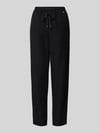 Marc Cain Tapered Fit Stoffhose aus Viskose-Leinen-Mix Black