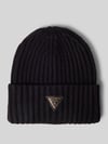 GUESS Mütze aus Viskose-Mix mit Logo-Applikation Modell 'NOELLE' Black