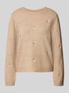 ONLY Sweter o kroju regular fit z dodatkiem wełny model 'SHINE' Piaskowy melanż