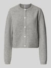 PIECES Strickjacke mit Woll-Anteil Modell 'SILLY' Mittelgrau Melange