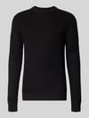 JACK & JONES Strickpullover mit gerippten Abschlüssen Modell 'LINK' Black