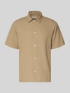JACK & JONES Regular Fit Freizeithemd mit Strukturmuster Modell 'MONTAUK' Beige