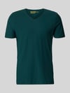 MCNEAL t-shirt z dekoltem w serek i zrolowanym brzegiem Neonowy zielony