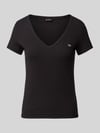 Tommy Jeans T-shirt o kroju Slim Fit z dekoltem w serek Czarny