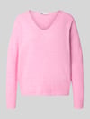 ONLY Sweter o kroju relaxed fit z dekoltem w serek Różowy melanż