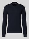JOOP! COLLECTION Gebreide trui met omgeslagen kraag model 'Galdino' Marineblauw