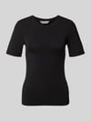 MSCH Copenhagen T-Shirt mit geripptem Rundhalsausschnitt Modell 'Betrina' Black