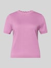 zero Strickshirt mit Rundhalsausschnitt mit Wellensaum Violett