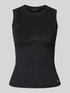 GUESS Top met siersteentjes en ronde hals Zwart