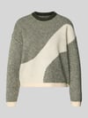 PIECES Loose Fit Strickpullover mit Allover-Muster Modell 'LINNA' Dunkelgruen