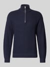 JACK & JONES Sweter z dzianiny z zamkiem błyskawicznym model ‘KAITO’ Granatowy