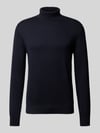 Christian Berg Men Sweter o kroju slim fit z mieszanki bawełny i wełny Granatowy