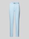 MORE & MORE Stoffen broek in effen design met riem Lichtblauw