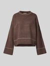 Neo Noir Relaxed Fit gebreide trui met wol-aandeel model 'Roeme' Middenbruin