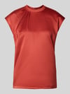 Jake*s Collection T-Shirt mit Kappärmeln aus Material-Mix Rostrot