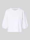 Marc Cain t-shirt z rękawem o dł. 3/4 i haftem angielskim Biały
