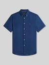 Tommy Hilfiger Regular Fit Kurzarmhemd aus reinem Leinen Dunkelblau