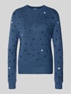 Tom Tailor Denim Regular Fit Strickpullover mit Stickereien Dunkelblau Melange