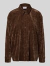 Jake*s Casual Relaxed Fit Hemdblusenkrage aus Samt Dunkelbraun
