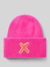 UNIO HAMBURG Muts van mix van scheerwol en kasjmier met motiefstitching Neon roze