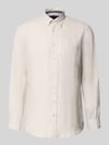 Christian Berg Men Slim fit linnen overhemd met borstzak Beige