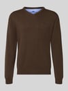 Fynch-Hatton Strickpullover mit Label-Strickerei Mittelbraun