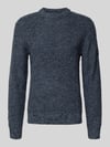 JACK & JONES Strickpullover mit gerippten Abschlüssen Modell 'LINK' Dunkelblau Melange