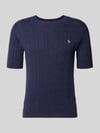 REVIEW Slim Fit T-Shirt in Strick-Optik Marine