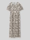 Tom Tailor Denim Figuuromhullende midijurk van viscose-linnenmix Beige