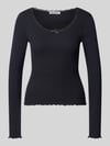 REVIEW Longsleeve mit Spitzenbesatz und Rundhalsausschnitt Black