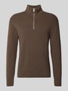 Lindbergh Gebreide pullover met schipperskraag Middenbruin