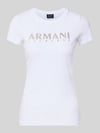 Armani Exchange Slim Fit T-Shirt mit Label-Print Weiss
