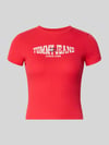 Tommy Jeans t-shirt o kroju slim fit z mieszanki bawełny Czerwony