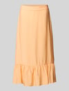 Christian Berg Woman Midirok van viscosemix met volantzoom Donkeroranje