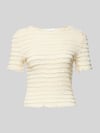 Jake*s Collection T-Shirt mit Strukturmuster und Rundhalsausschnitt Beige