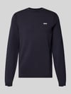BOSS Green sweter w kroju regular fit z czystej bawełny model 'KN_Ever-X' Granatowy