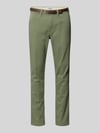 JACK & JONES Slim Fit Stoffhose mit abnehmbaren Gürtel Modell 'Marco' Oliv