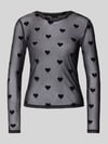 VERO MODA Slim Fit shirt met lange mouwen met ronde hals model 'LOVA' Zwart