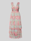Lace & Beads Avondjurk met volantzoom en V-hals Roze