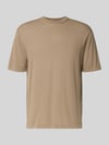 Cruna T-Shirt mit geripptem Rundhalsausschnitt Beige