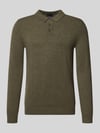 Christian Berg Men Slim Fit Strickpullover aus reinem Kaschmir mit Polokragen Oliv Melange