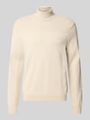 BOSS Green Regular Fit Rollkragenpullover aus Woll-Mix Modell 'Momentum' Sand